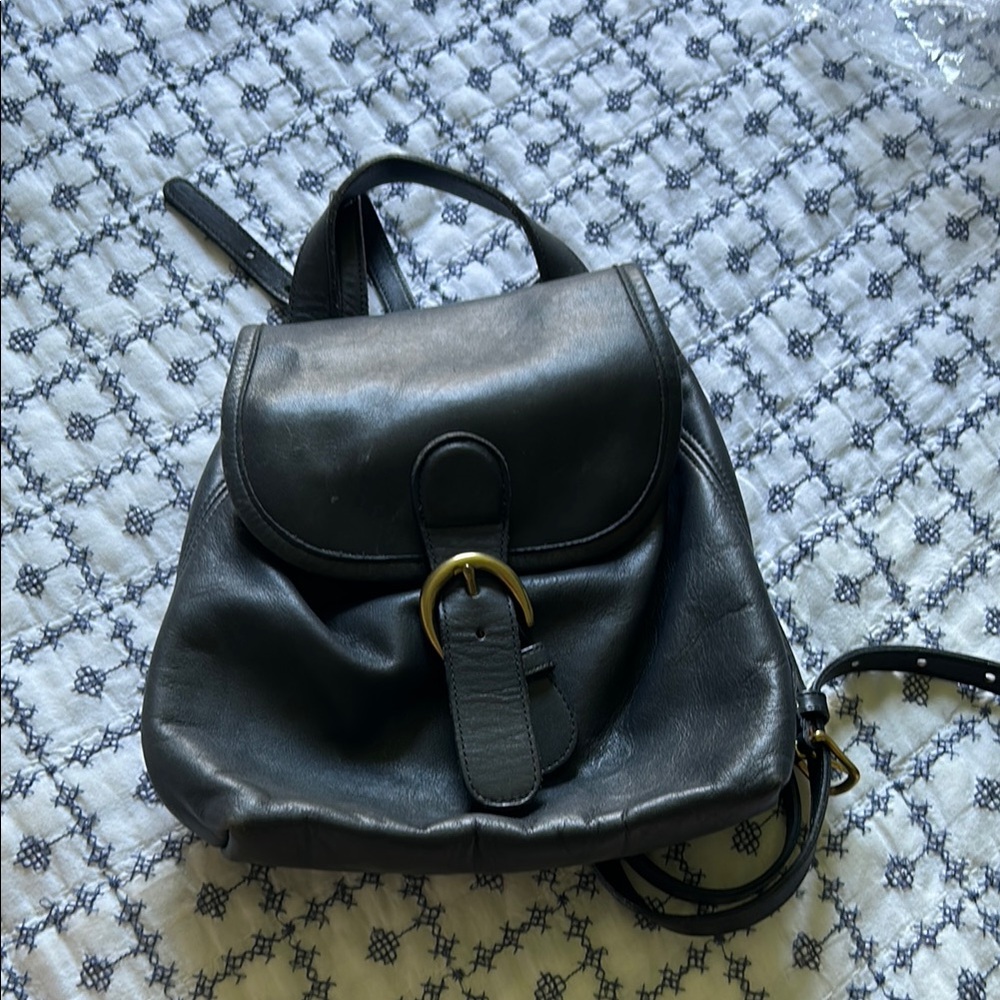 Coach Leather Backpack with Gold Buckle